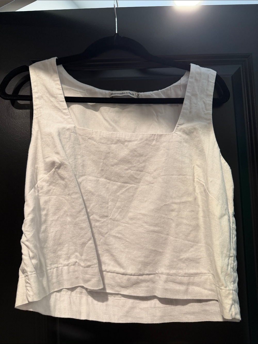 Abercrombie & Fitch White Square-Neck Sleeveless Crop Top